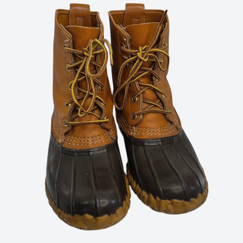 Vintage LL Bean Gorpcore Maine Hunting Shoe Duck Boots 7 Leather Brown Tan